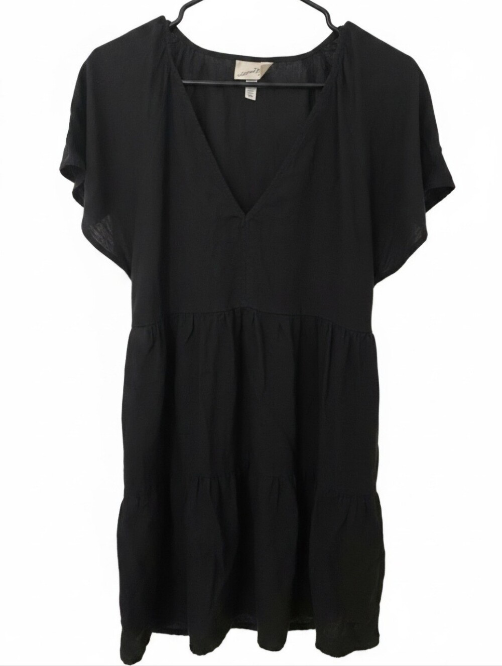 Universal Thread Flutter Dress Women’s Size L Black Cap Sleeve V neck -sku A4